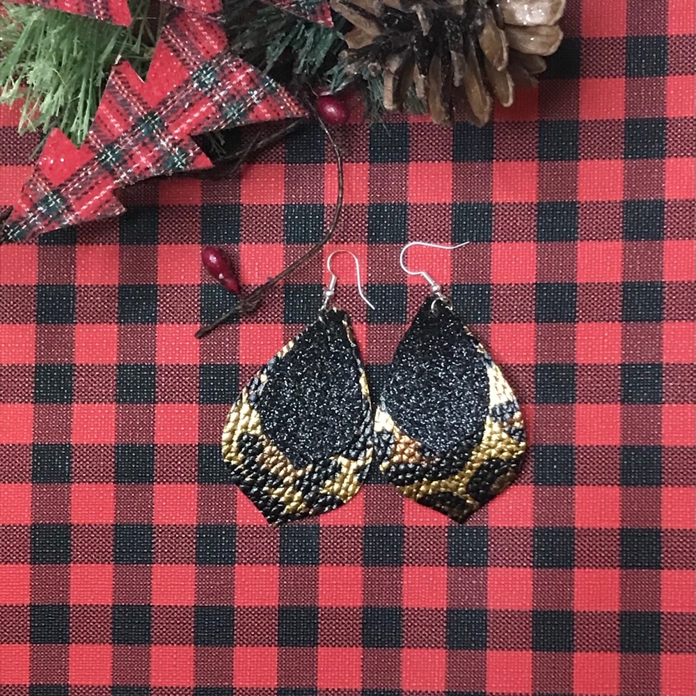 Leopard faux leather earrings